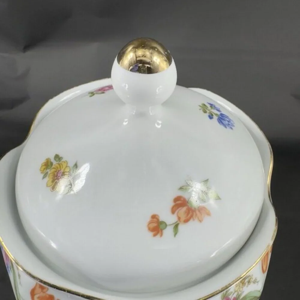 JL Menau Graf Von Henneberg Fine Porcelain Canister Jar Large‎ Sugar Bowl W Lid